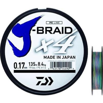 Tresse J-Braid x 4b - Multicolore - 300m - 0.25 mm - 14.4 kg - Daiwa